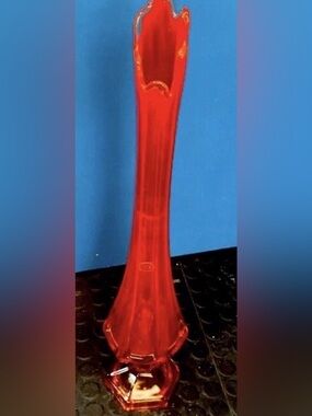 Vase Mid century modern Amberina pedestal vase red and yellow glass 24” tall